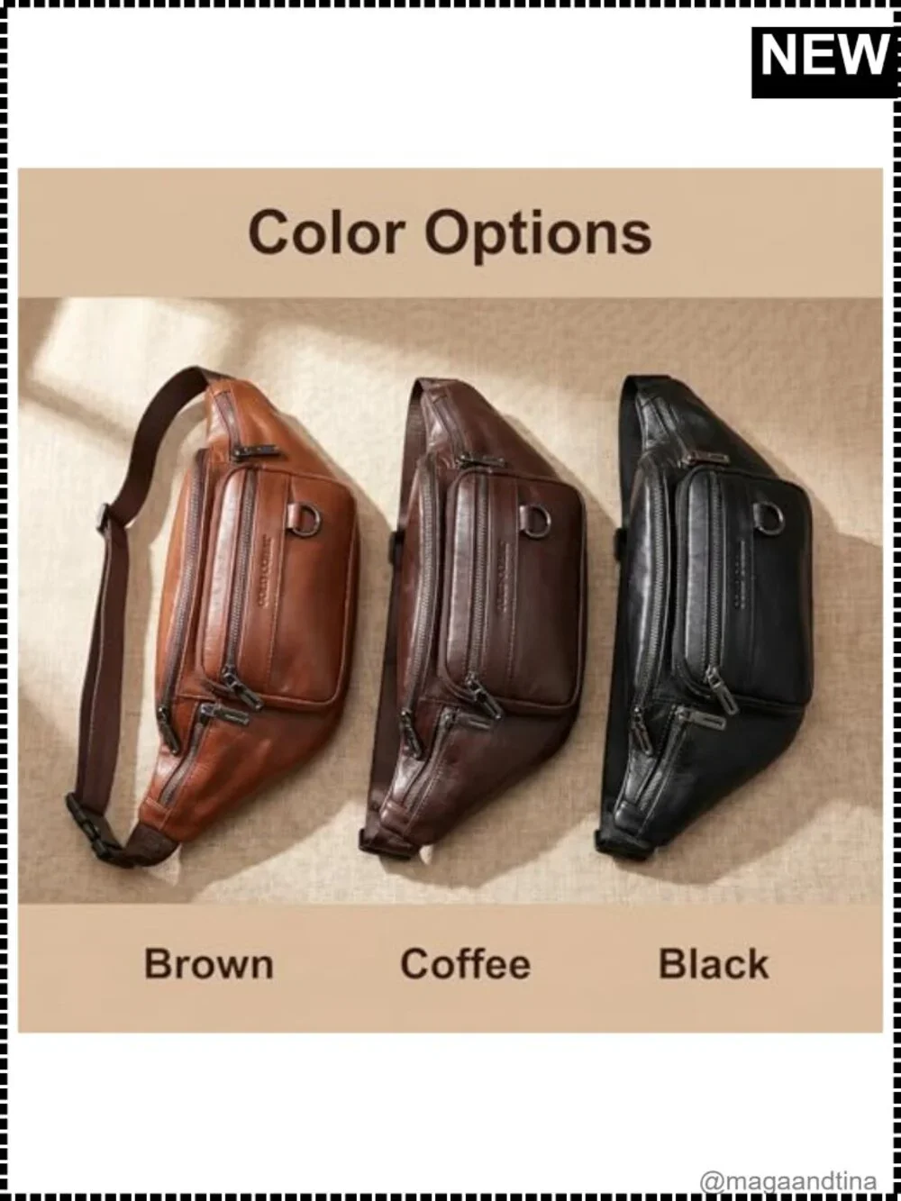 Genuine Leather Waist Pack Large Belt Bag with Adjustable Strap